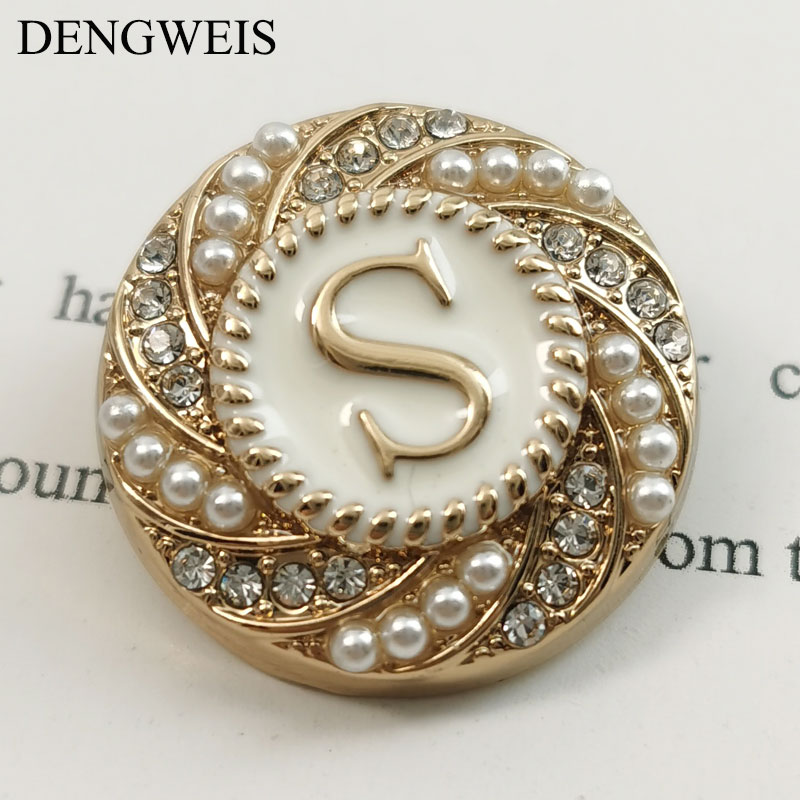 Women Accessories In English - English Letter S Round Gold Metal