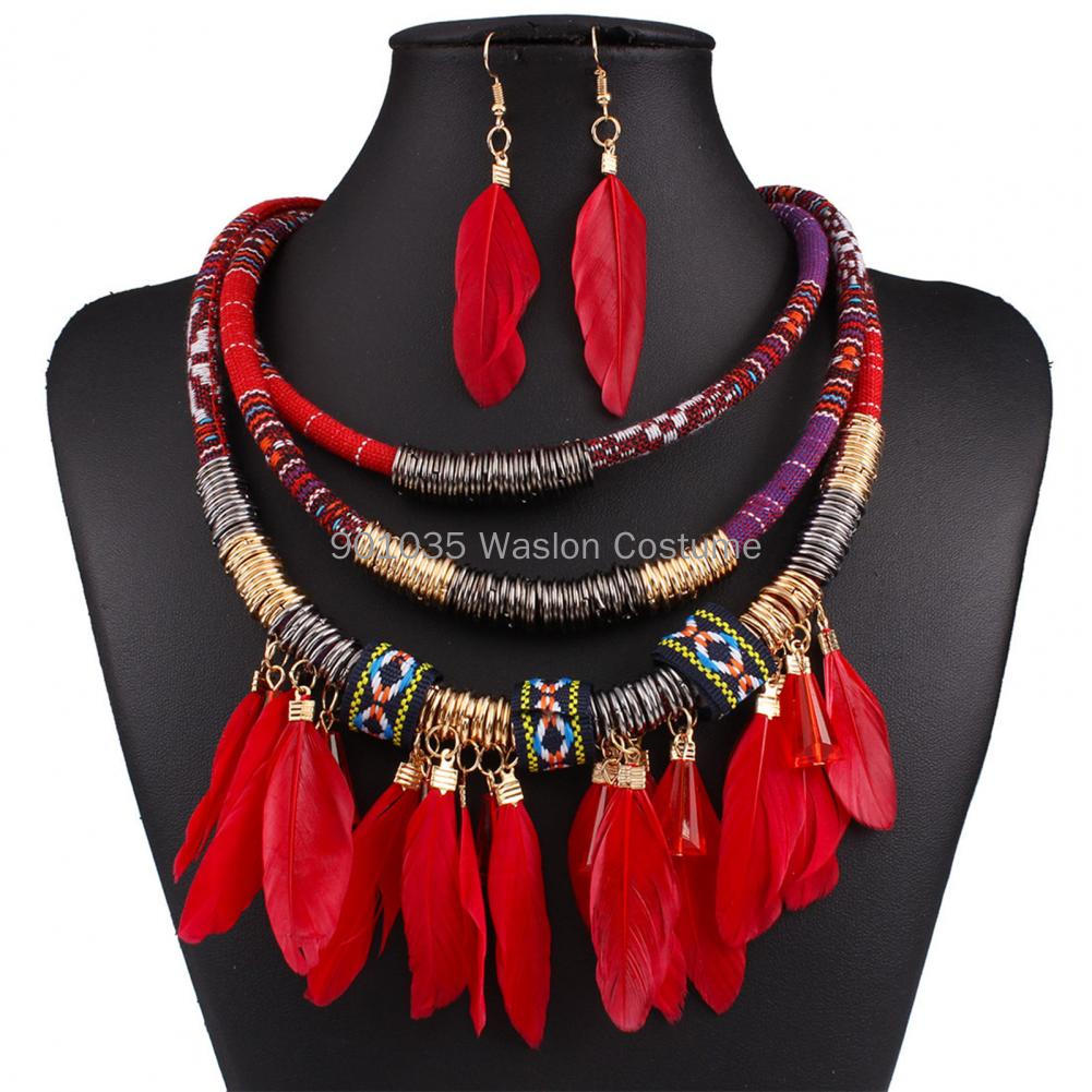 Women Accessories In Egypt - Egípcio Pena Tassel Colar e Brincos