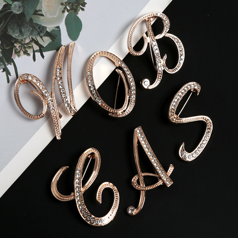 Women Accessories In English - Moda feminina strass broche A-Z inglês