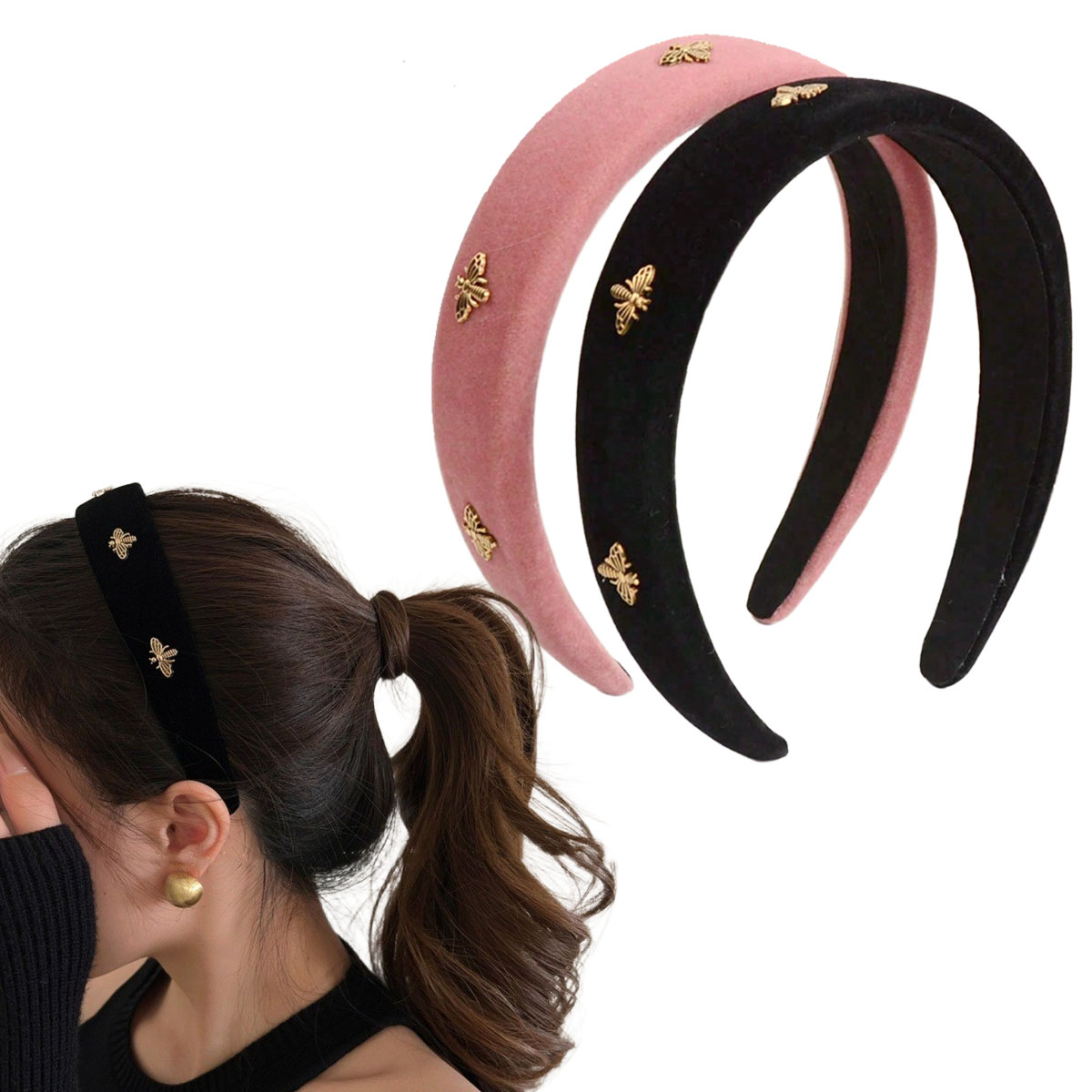 Women'S Winter Accessories Set - Tiara de veludo preto Little Bee