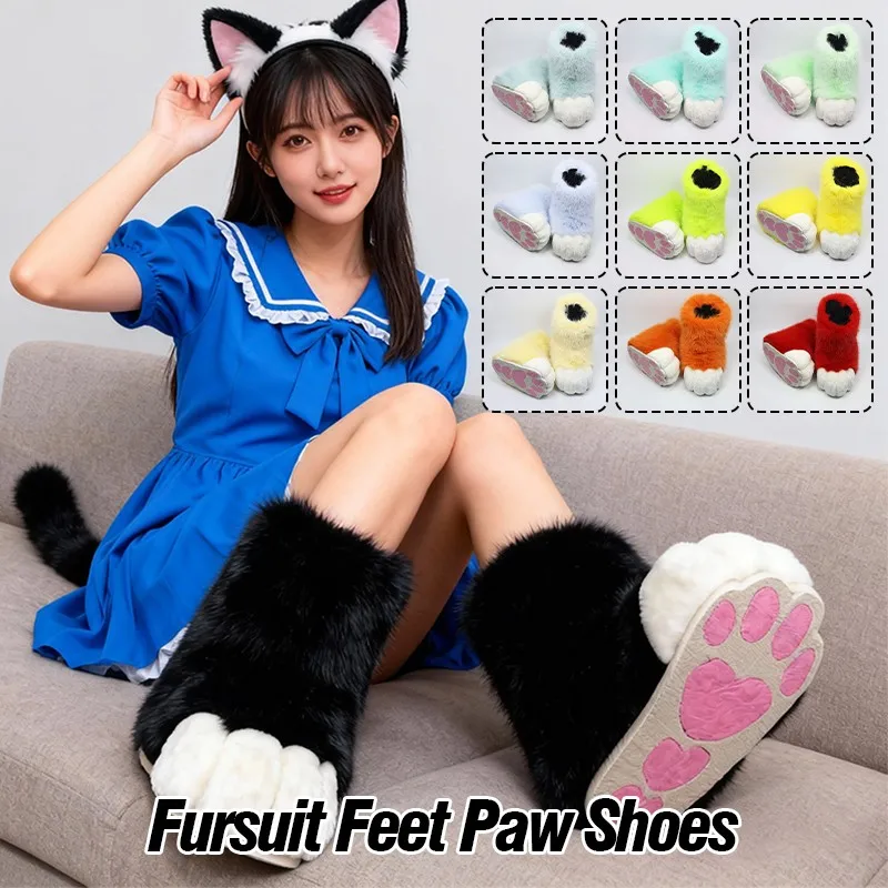 1 par fursuit pés pata sapatos - Women'S Winter Accessories Set avaliação e preço