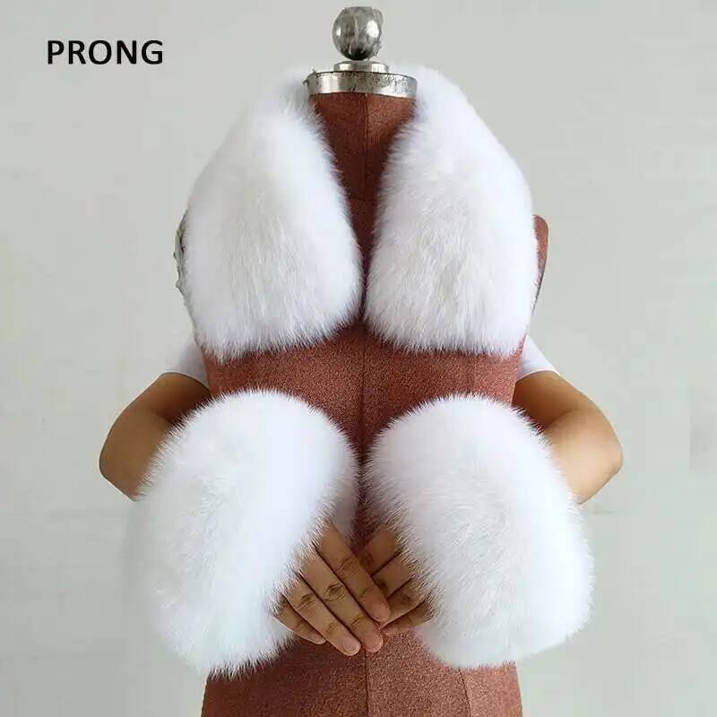 Inverno gola de pele real e pu - Women'S Winter Accessories Set avaliação e preço